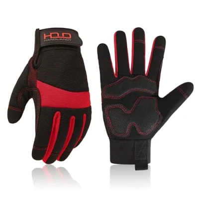 Abbildung von HANDLANDY Stoßdämpfende Arbeitshandschuhe,Touchscreen Flexible Vibrationsschutzhandschuhe,Schutzhandschuhe mit Atmungsaktive Spandex,Packung einer Handschuheklammer