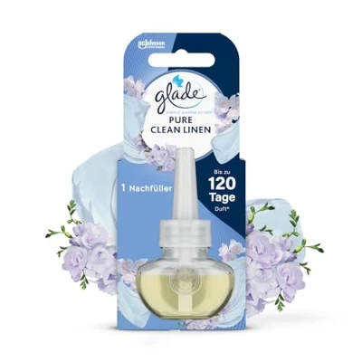 Abbildung von Glade electric scented oil Nachfüller, elektrischer Raumduft Duftstecker mit Duftöl, Pure Clean Linen, 1er Pack (1 x 20 ml)