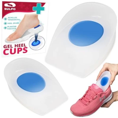 Abbildung von SULPO 1 Paar Extra weiche Gel, Fersensporn, Einlagen, Fersenpolster Sporn fix Gel zur Linderung von Plantarfasziitis, Fersensporn und Achillessehnen Schmerzen. Größe: 40 42