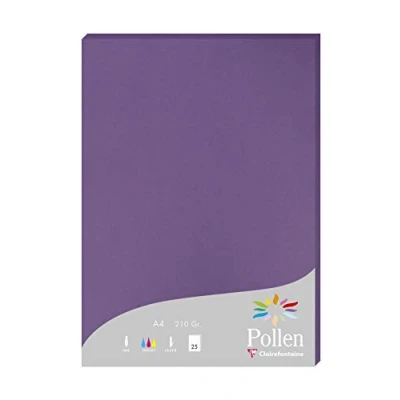 Abbildung von Clairefontaine 24216C Packung mit 25 Karten Pollen 210g, DIN A4, 21 x 29,7cm, Violett