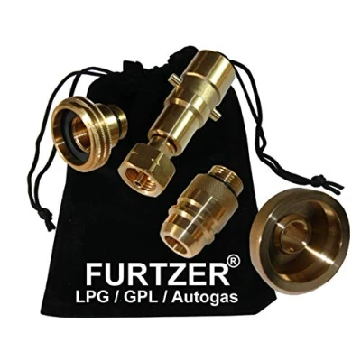 Abbildung von Furtzer LPG GPL Autogas Tankadapter Acme/Dish/EURONOZZLE/BAJONETT Gasflaschen Propangas lang Adapter mit Stoffbeutel by