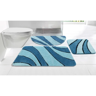 Abbildung von OTTO home Badematte "Anna, Badvorleger, Badezimmer Teppich" Höhe 16 mm rutschhemmend beschichtet fußbodenheizungsgeeignet schnell trocknend Badteppich, Hoch Tief Effekt, Modern, Weich, Wellen