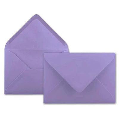 Abbildung von 75x Brief Umschläge in Flieder 80 g/m² Kuverts DIN B6 Format 12,5 x 17,6 cm Nassklebung ohne Fenster