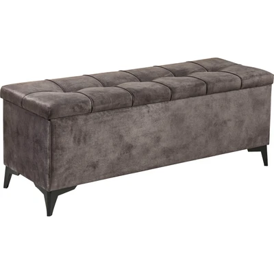 Abbildung von OREGON Sitzbank mit Stauraum und gepolstertem Deckel, Aubergine Geräumige Sitztruhe für Boxspringbetten im Schlafzimmer 139 x 58 50 cm (B/H/T)