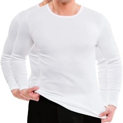 Abbildung von HERMKO 3640 2er Pack Herren Langarm Shirt (Weitere Farben) aus 100% Bio Baumwolle, Größe:D 4 = EU S, Farbe:weiß