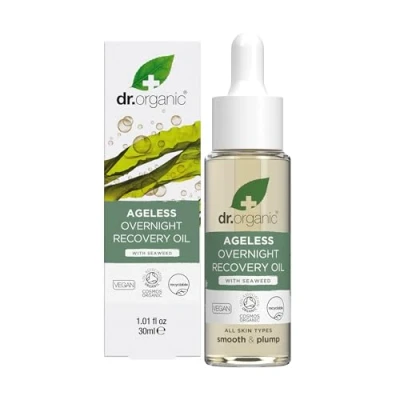 Abbildung von Dr Organic Ageless Übernachtungs Recovery Öl mit organischem Seetang, Feine Linien, Falten, Natürlich, Vegan, Tierversuchsfrei, Paraben &amp; SLS frei, Recycelt Recyclebar, Zertifiziert Bio, 30ml