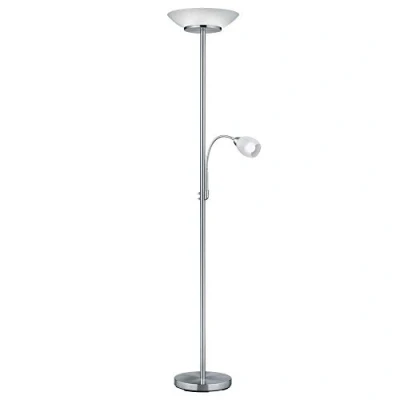 Abbildung von Reality Leuchten Stehleuchte Gerry R40063107, Metall Nickel matt, Glas weiß, exkl. 2x E27 &amp; 1x E14