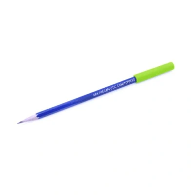 Abbildung von ARK® Beiß und Kauaufsatz für Stifte in verschiedenen Stärken Formen + Bleistift inkl. ATC Pflegeanleitung Sensory Kauaufsatz, Beißen, Kauen, Zahnen, Autismus (rund, fest hellgrün)