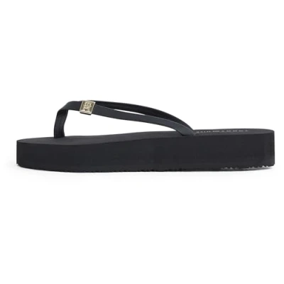 Abbildung von Tommy Hilfiger Damen Flip Flops Elevated Chic Beach Sandal mit Plateau, Schwarz (Black), 38