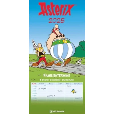 Abbildung von N NEUMANNVERLAGE Asterix 2025 Familienplaner, 22x45cm, Familienkalender mit 5 Spalten für Termine und Notizen, schöne Illustrationen, Stundenpläne, Schulferien deutsches Kalendarium