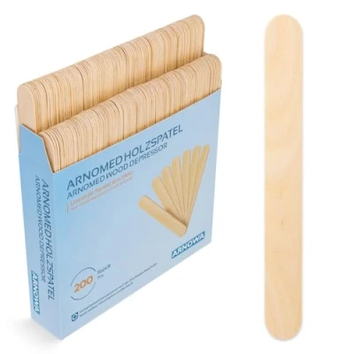 Abbildung von 200x Eisstiele aus Holz, ARNOMED Holzstäbchen zum Basteln, Holzspatel 15x1,8cm, Holzspachtel DIY, Eisstäbchen Einweg Spatel für Kosmetik, Holzspachtel, Bastel Zubehör