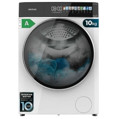 Abbildung von Cecotec Waschmaschine 10kg Frontlader Autodosis Bolero DressCode 10900 Autodose Inverter FullColor A. 1400 U/min, geringer Verbrauch, 10,3&quot; Bildschirm, 11 Prog, Plus Motor, Dampffunktion