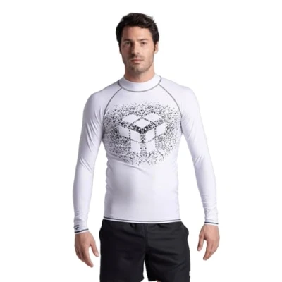 Abbildung von Arena Herren Mens Rash Vest L/S Graphic Shirt, White black, S EU