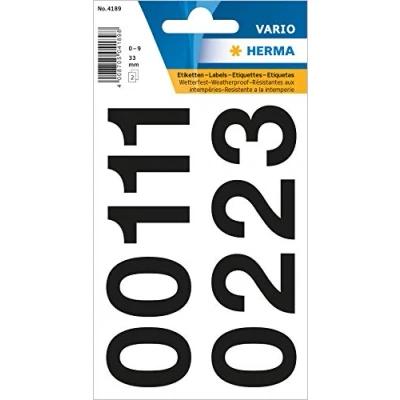 Abbildung von Herma 4189 Zahlen, 33mm, 0 9, wetterfest, Folie, schwarz, 2 Blatt