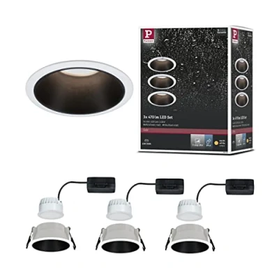 Abbildung von Paulmann 93402 LED Einbauleuchte Cole rund incl 3x6W dimmbar Einbaustrahler Weiß, Schwarz matt Einbaulampe Kunststoff, Alu Zink Deckenspot 2700K