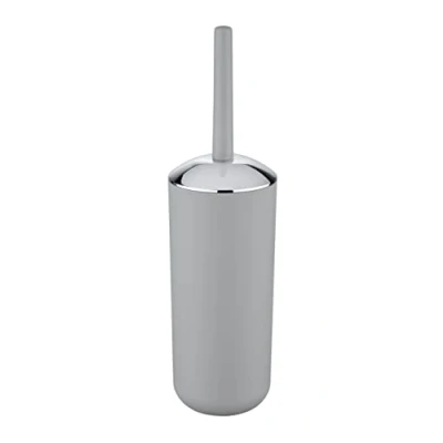 Abbildung von WENKO WC Garnitur Mod. Brasil, hochwertiger Bürstenhalter mit mattierter Oberfläche aus bruchsicherem Kunststoff, BPA frei, ideal für Bad &amp; Gäste WC, inklusive Toilettenbürste, Ø 10 x 37 cm, Grau