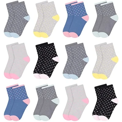 Abbildung von L&amp;K II 12er Pack Kindersocken Mädchen Wintersocken Sportsocken mit Pünktchen Baumwolle 2841 35 38
