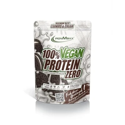 Abbildung von IronMaxx 100% Vegan Protein Zero Cookies &amp; Cream 500g zuckerfreies und proteinreiches Eiweißpulver aus 4 Komponenten veganes Proteinpulver ohne Aspartam