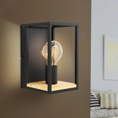 Abbildung von EGLO Deckenleuchte »LIBERTAD«, Leuchtmittel E27 wechselbar ohne Leuchtmittel, in schwarz und braun aus Stahl, Holz exkl. 40W