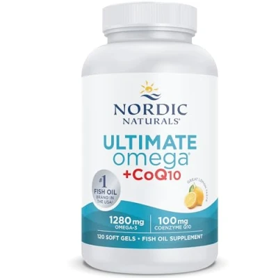 Abbildung von Nordic Naturals, Ultimate Omega 3 + CoQ10, 1280mg 3, mit EPA, DHA und Coenzym Q10, hochdosiert, Zitronengeschmack, 120 Weichkapseln, Laborgeprüft, Sojafrei, Glutenfrei, Ohne Gentechnik