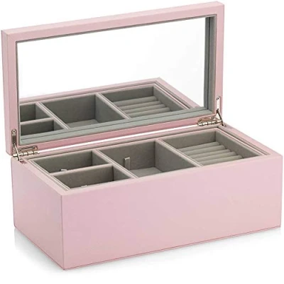 Abbildung von Pandora Großes Schmuckkästchen aus MDF mit PU Leder in der Farbe Rosa, Maße: ca. 16cm x 29cm 11,5cm, A005