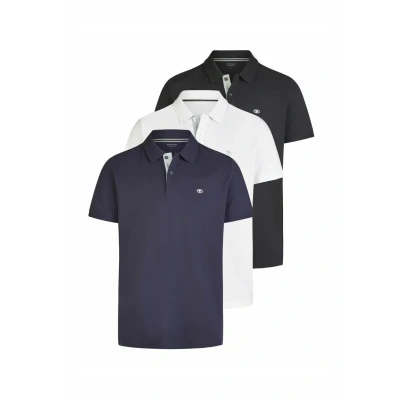 Abbildung von TOM Tailor 3 PACK Poloshirt, Herren, Größe: Small, Obsidian black