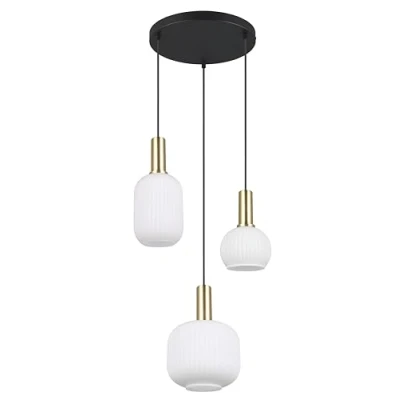 Abbildung von Pendelleuchte Diva, 3 fl., messingfarben, opal, Glas, Metall