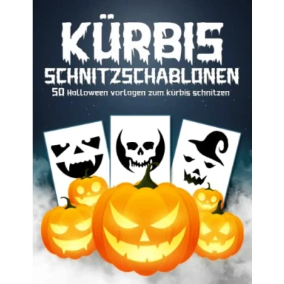 Abbildung von kürbis Schnitzschablonen: 50 Halloween Schnitzvorlagen Vorlagen schnitzen für die Dekoration Gruselige schablone Kinder und Erwachsene