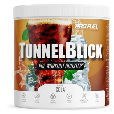 Abbildung von Pre Workout Booster COLA 440g unglaublich lecker TUNNELBLICK Trainingsbooster mit Citrullin, Arginin, Taurin, Koffein, Guarana und Magnesium optimal hochdosiert 100% vegan
