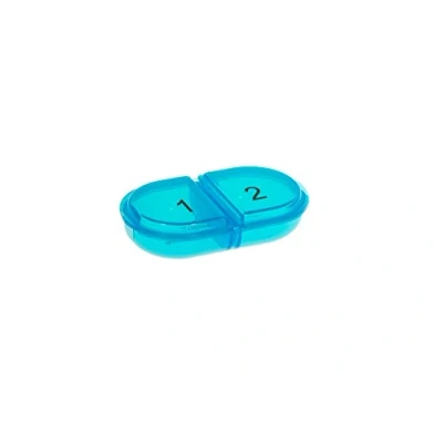 Abbildung von VANLO stabile Tages Pillendose &quot;DUO&quot; mit zwei Fächern in blau, Medikamentendose, Tablettendose, Pillenbox