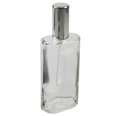 Abbildung von Fantasia Parfum Flakon leer mit Zerstäuberpumpe ovale Klarglas Flasche zum selber Befüllen Zerstäuber und Kappe in nachfüllbar, Silber, 100 ml (1er Pack)