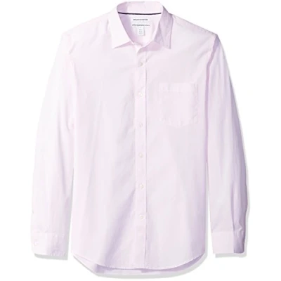 Abbildung von Amazon Essentials Herren Langärmeliges Hemd aus Popeline, Schmale Passform, Rosa, S