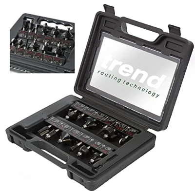 Abbildung von Trend 12 teiliges Fräser Starter Set, 8 mm Schaft, Hartmetallbestückt, Mit Aufbewahrungskoffer, SET/SS8X8MMTC
