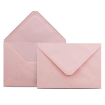Abbildung von 50 Briefumschläge DIN C6 Rosa 11,4 x 16,2 cm Kuverts mit 100 g/m² Nassklebung spitze Klappe Umschläge ohne Fenster Colours 4 you
