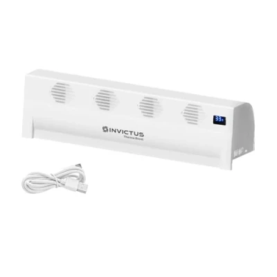 Abbildung von Genius Invictus Therma Boost Basic Akku Heizverstärker 2 Modi Display, Kabellos, Wärme Verteilung, Heizkörper Ventilator Heizungsaufsatz mit integrierter Thermostat Sparen Energie Heizkosten