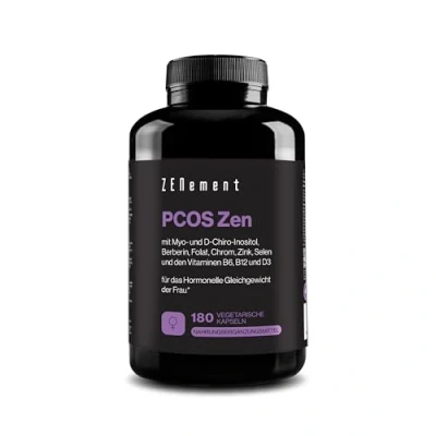 Abbildung von Myo Inositol und D Chiro 40:1 PCOS, Komplettformel für polyzystische Ovarien Hormonelles Gleichgewicht Stoffwechselunterstützung 180 Vegetarische Kapseln Zenement