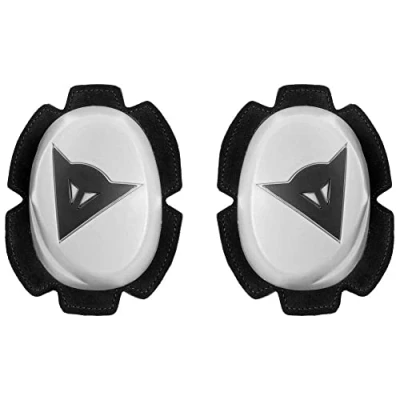 Abbildung von Dainese Pista Knee Slider, Polyurethan Motorradknie, Motorrad Knieschoner, Gleichmäßiger Kontakt mit Piste und Asphalt, Schieber Klettverschluss, Weiß/Schwarz