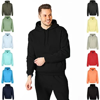 Abbildung von RIPT Herren Essentials by Performance Mens Hooded Soft Touch Lougewear Hoody Kapuzen Sweatshirt, Schwarz, XL
