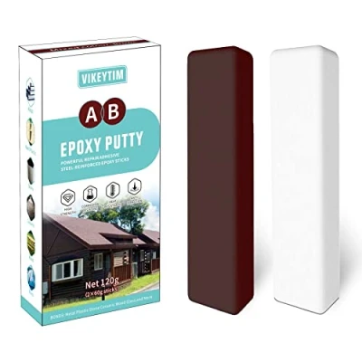Abbildung von VIKEYTIM Epoxy Knetmasse, 120g 2 Komponenten Kleber Holz, Metall, Stein, Hartplastik, Acryl, Keramik, Glas, Acryl Kleben und Reparieren Extra Harter Hitze wasserbeständig (Braun)