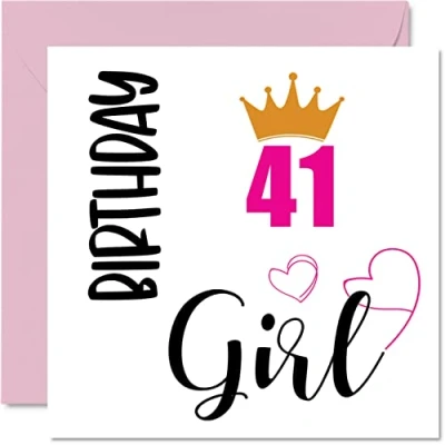 Abbildung von Geburtstagskarte zum 41. Geburtstag für Frauen 41 Jahre alte Frau Mama Schwester Tante Cousin Freund Nichte, 145 mm x Forty One First Birthday Grußkarten Geschenk