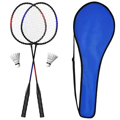 Abbildung von KH Federball Set Badminton Schläger 2 4 Spieler für Erwachsene Kinder, leicht und stabil, Schläger, Federbälle Tragetasche im Lieferumfang