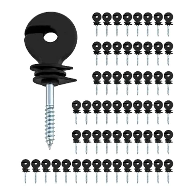 Abbildung von QWORK® 60 Stück Ringisolator, Weidezaun Isolatoren, Ringisolatoren, für Seile, Drähte und Litzen.