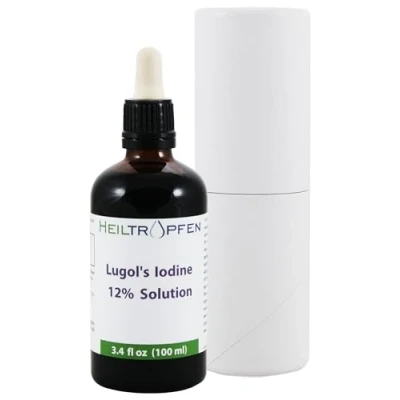 Abbildung von Lugols Jodlösung 12% 100 ml 12 Prozent Jod und 24% Kaliumjodid Tropfen Heiltropfen®