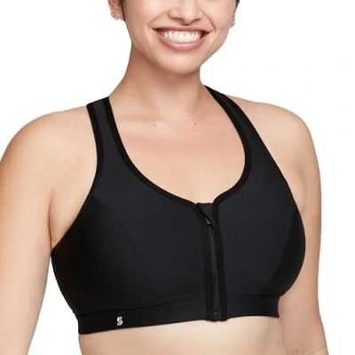 Abbildung von Große Größen Plusgröße Sport BH mit Reißverschluss vorn ohne Bügel Nr. 9266, Schwarz, 80C