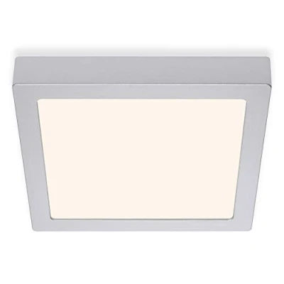Abbildung von BRILONER Leuchten LED Aufbauleuchte, Deckenlampe, Deckenleuchte 16,5 Watt, 1.600 Lumen, 3.000 Kelvin, Quadratisch, Chrom Matt, 225x225x32mm (LxBxH) 7118 014