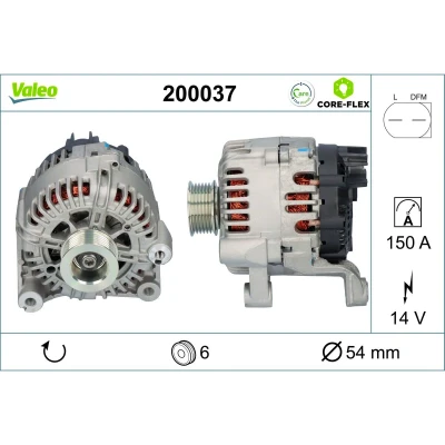 Abbildung von VALEO 200037 Lichtmaschine 14V 150A BMW: 3 Saloon, X3, Coupe