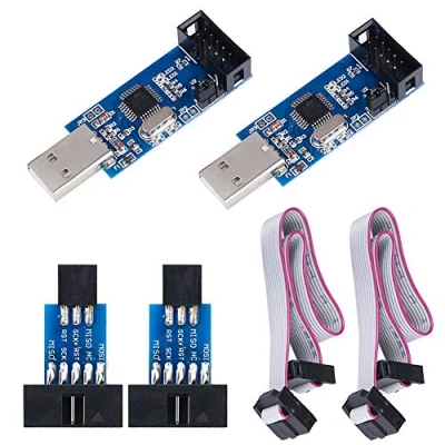 Abbildung von KeeYees 2 Stück Downloader Programmierer für USBASP ISP mit Kabel und 10Pin zu 6Pin Adapter Platine 51 AVR Serie Mikrocontroller
