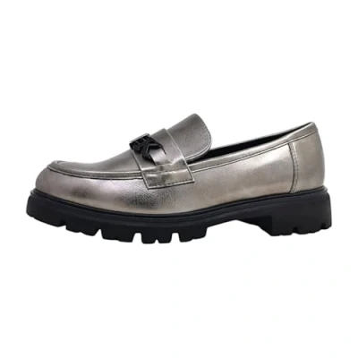 Abbildung von MARCO TOZZI by Guido Maria Kretschmer Damen Loafer ohne Absatz Elegant mit Blockabsatz, Silber (Pewter), 37 EU