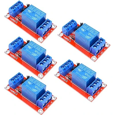 Abbildung von DollaTek 5Pcs 5V 1 Way Relaismodul mit Optokoppler Relay Erweiterungsplatine High und Low Trigger LED Warnlampe (DC 0 5 V)