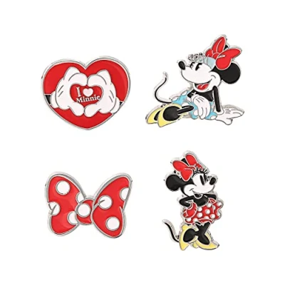 Abbildung von Disney Minnie Mouse GH00091L.PH Anstecknadel Set, mehrfarbig, Emaille, 4 teilig, Messing